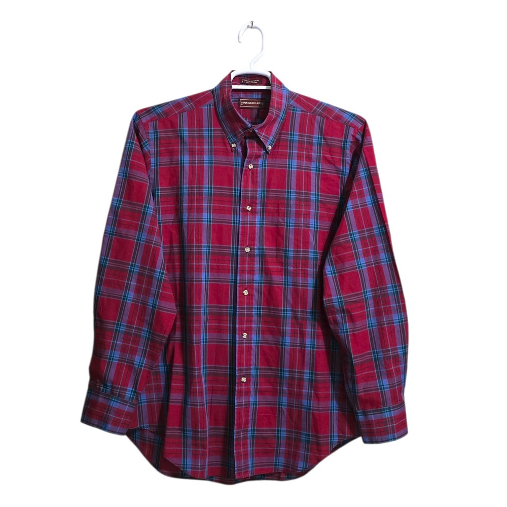 Chaps Ralph Lauren Vintage Plaid Long Sleeve Casual Button Down Sz L
